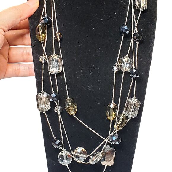 Charming Charlie Silver Double Strand Beaded Necklace 36" - Picture 2 of 7